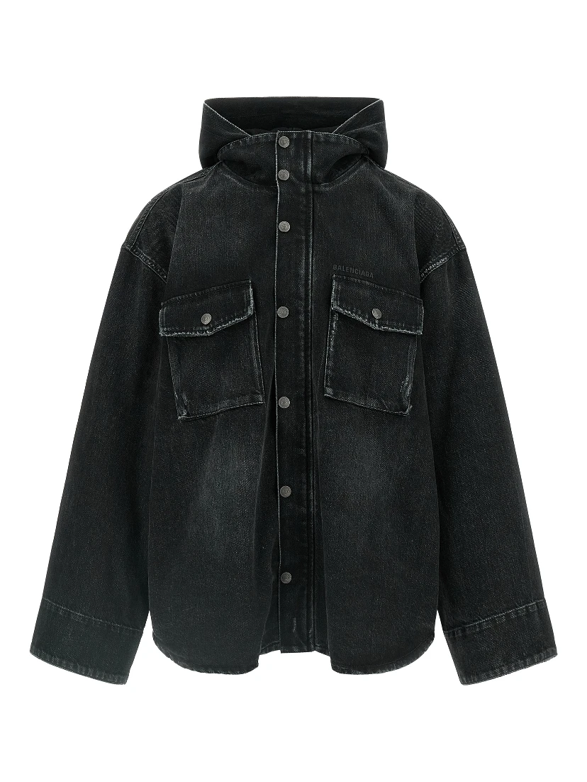 Black Cotton Denim Jacket