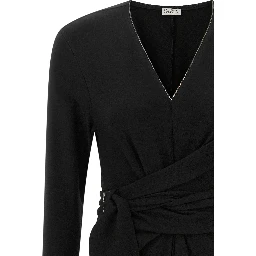 Black Virgin Wool Midi Dress