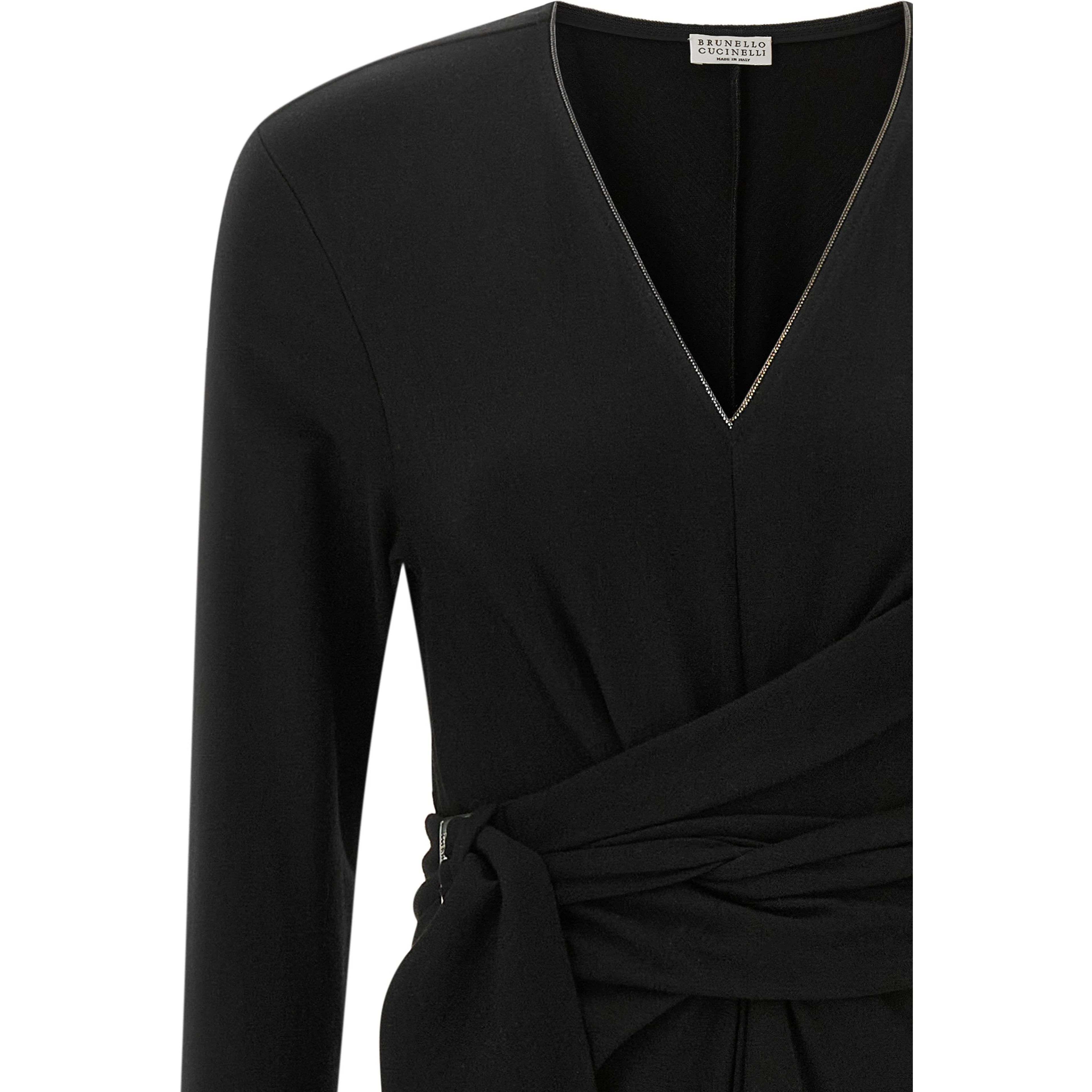Black Virgin Wool Midi Dress