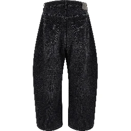 Black Cotton Cropped Jeans