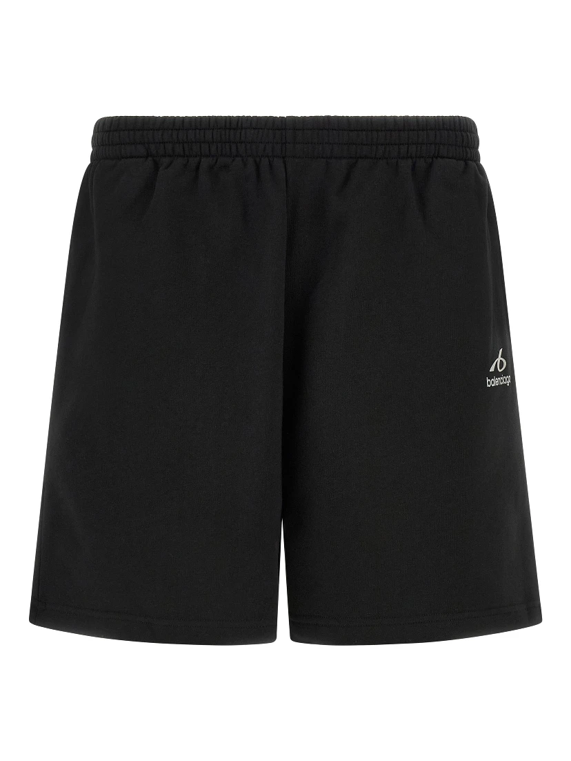 Black Cotton Bermuda Shorts