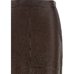 Brown Lamb Leather Midi Skirt
