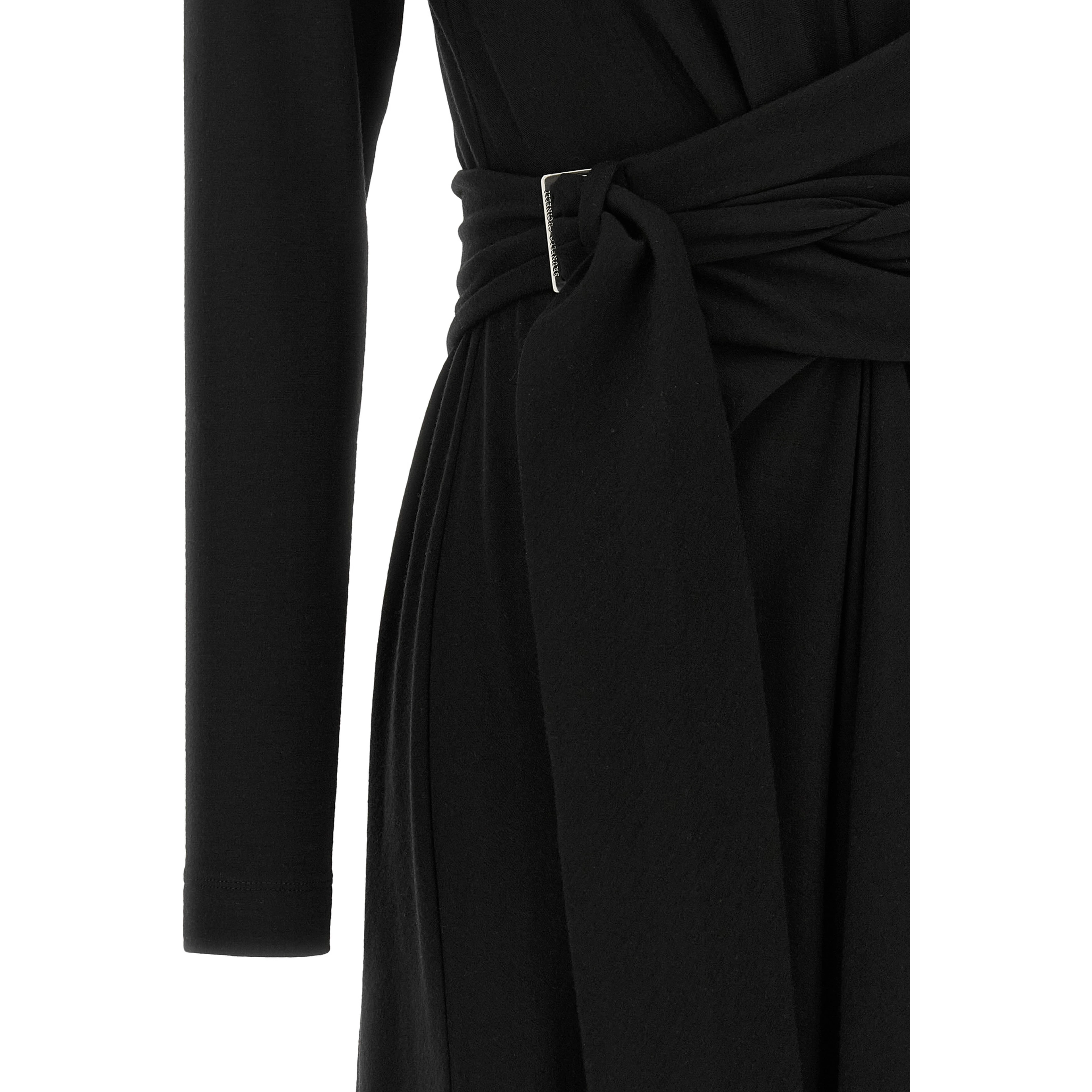 Black Virgin Wool Midi Dress