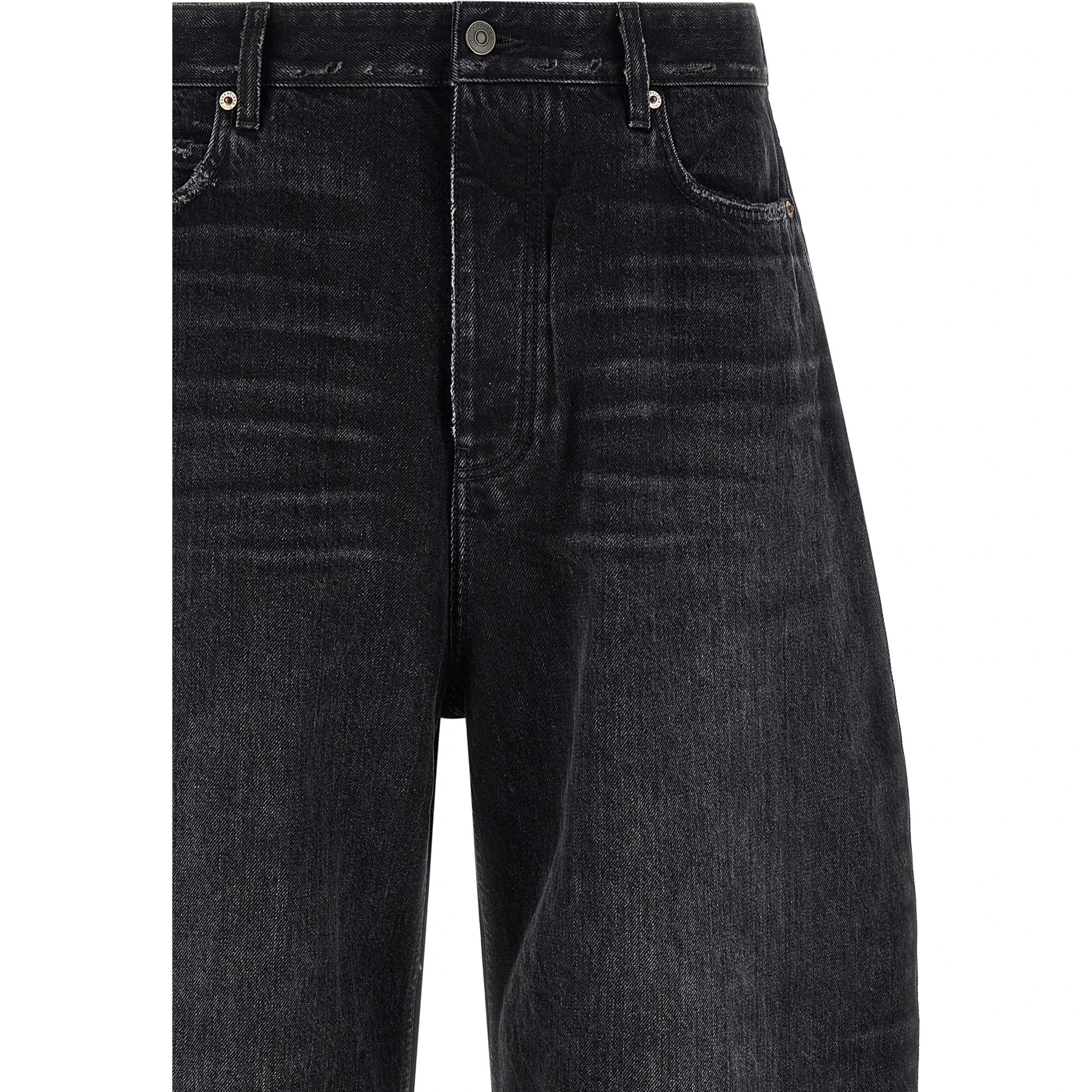 Black Cotton Cropped Jeans