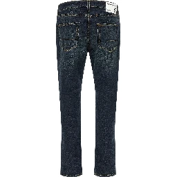 Blue Cotton Straight-Leg Jeans