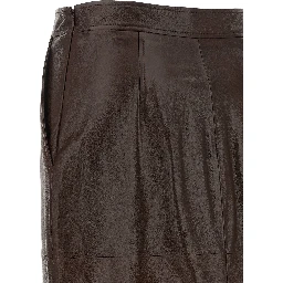 Brown Lamb Leather Midi Skirt