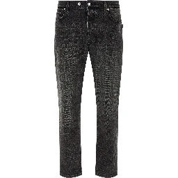 Black Cotton Cropped Jeans