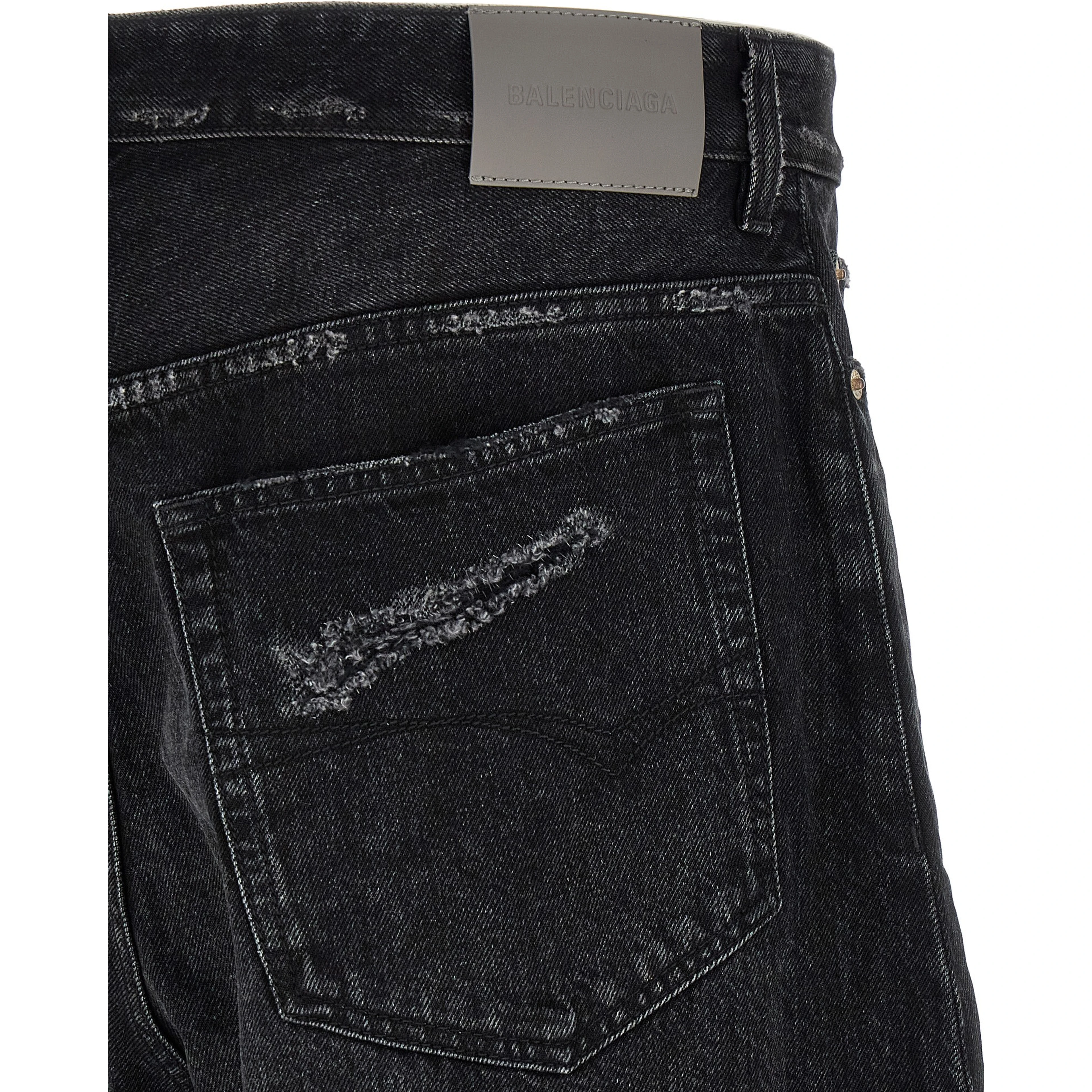 Black Cotton Cropped Jeans