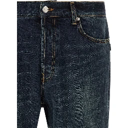 Blue Cotton Straight-Leg Jeans