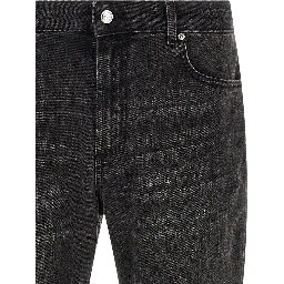 Black Cotton Straight-Leg Jeans
