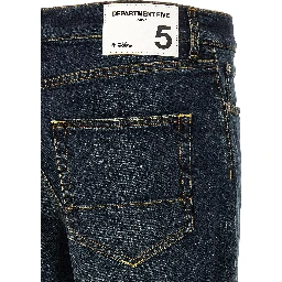 Blue Cotton Straight-Leg Jeans