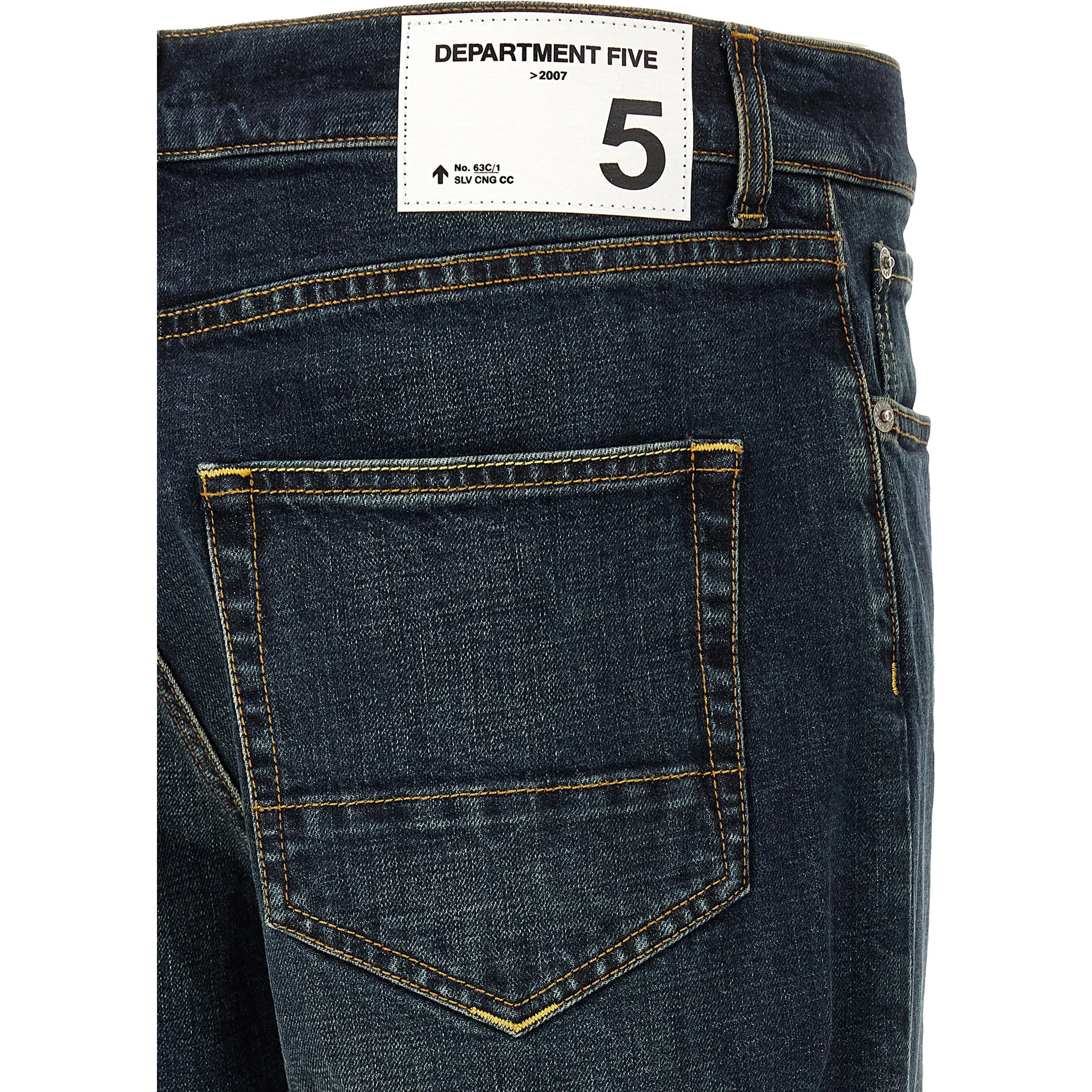 Blue Cotton Straight-Leg Jeans