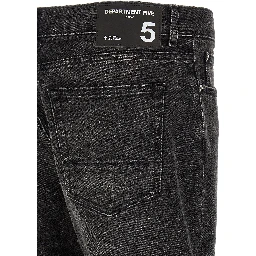 Black Cotton Straight-Leg Jeans