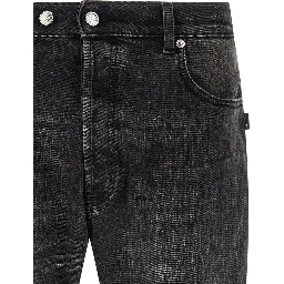 Black Cotton Cropped Jeans