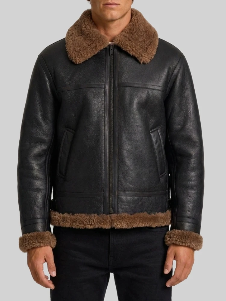 Shearling biker jacket