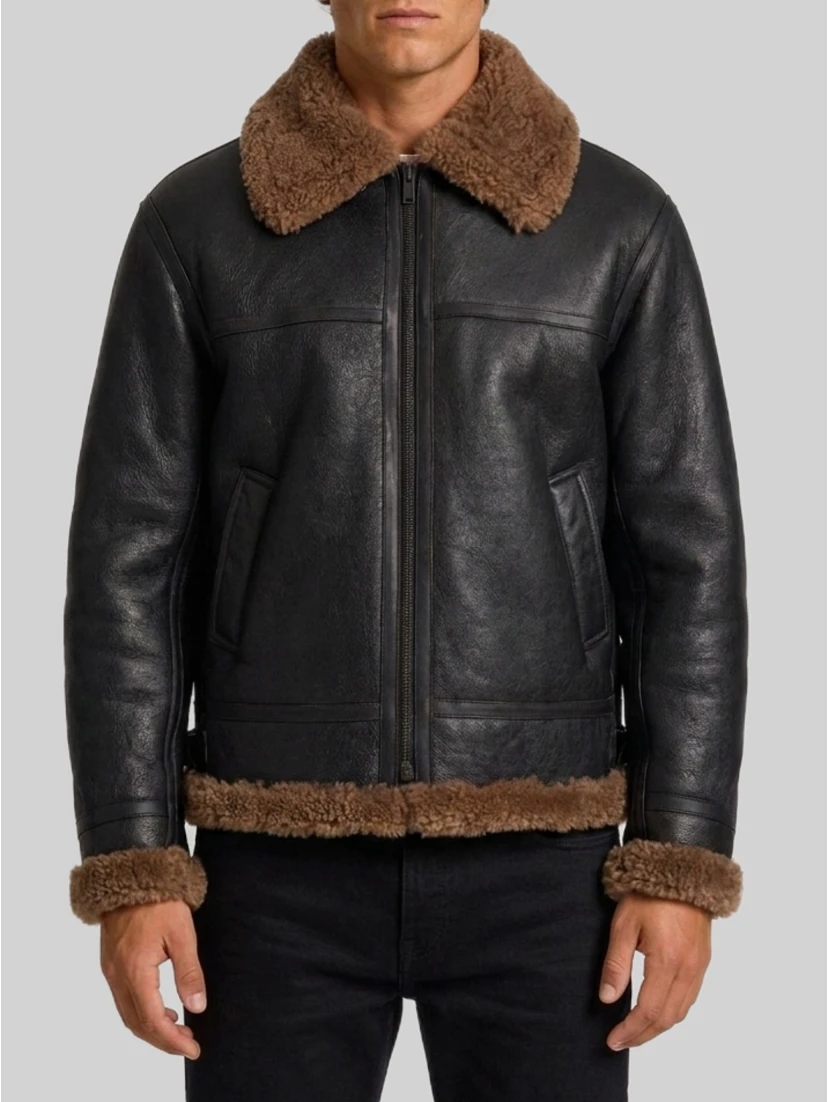 Shearling biker jacket