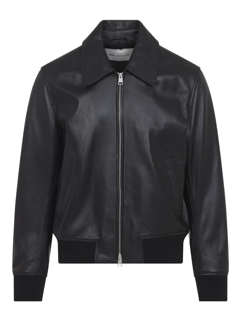 Ami Paris Zipped Leather Jacket