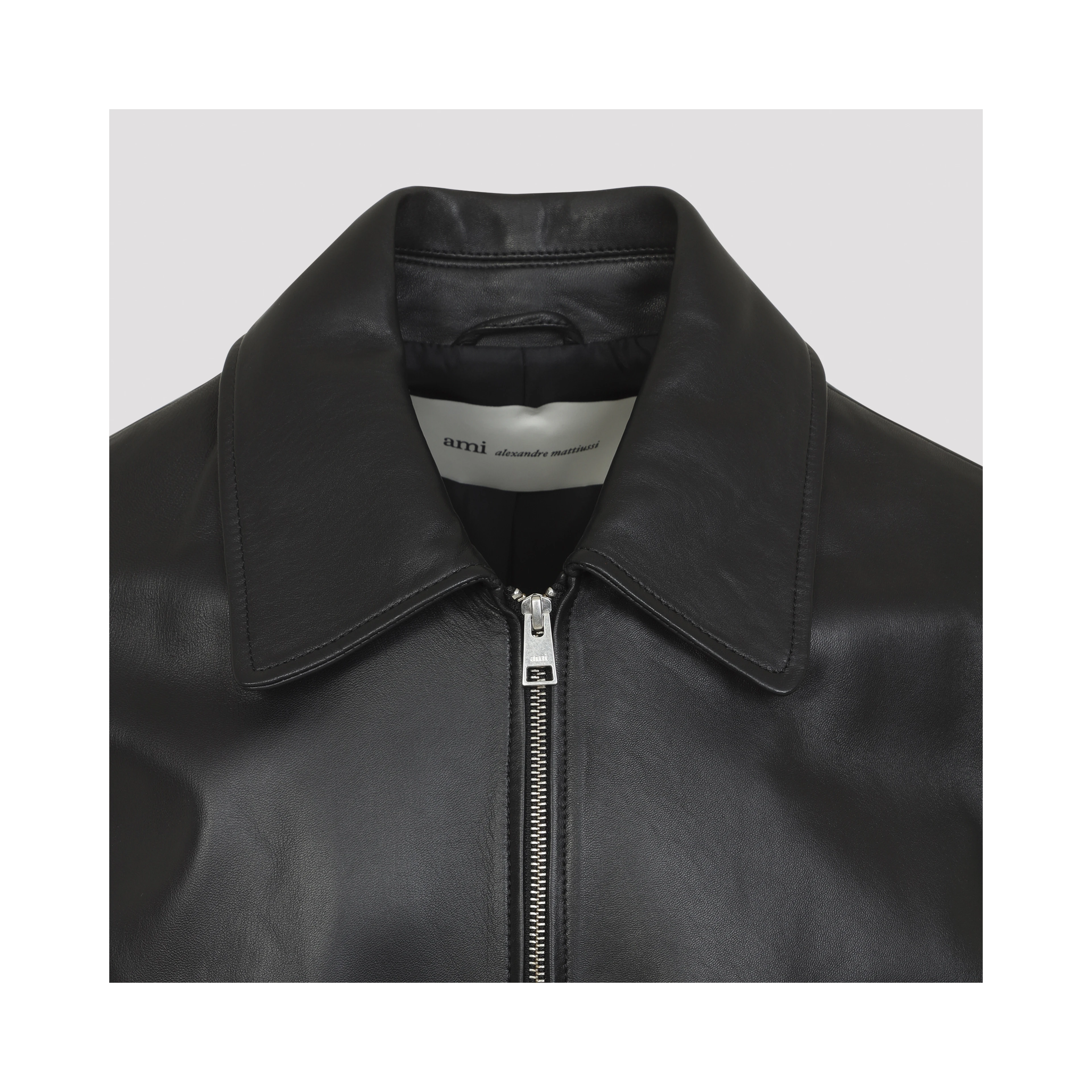 Ami Paris Zipped Leather Jacket