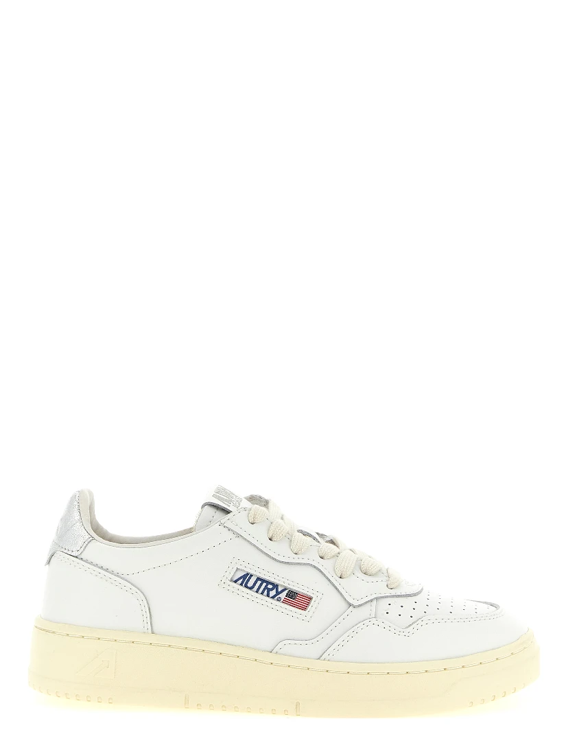Silver Cowhide Low Top Sneakers