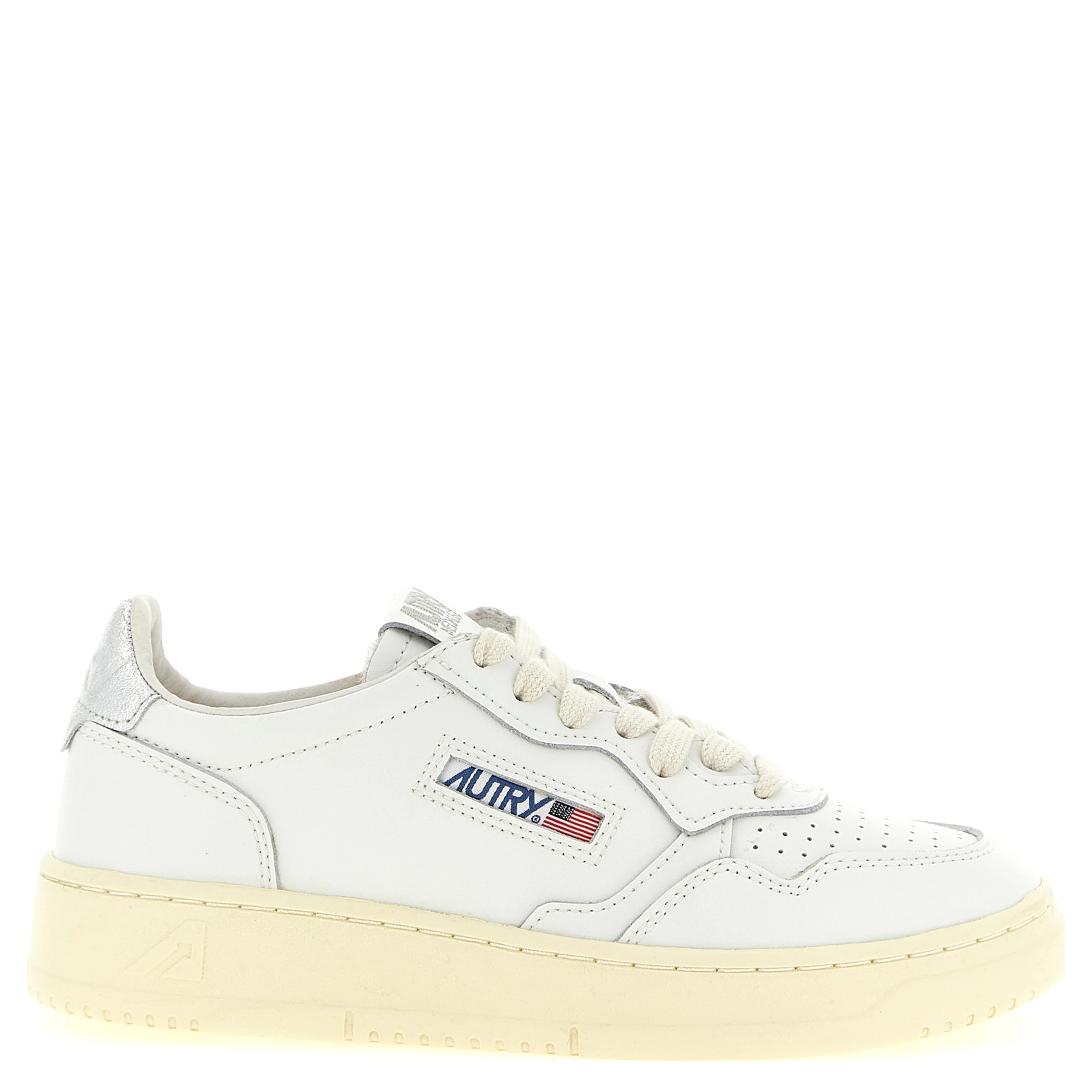 Silver Cowhide Low Top Sneakers