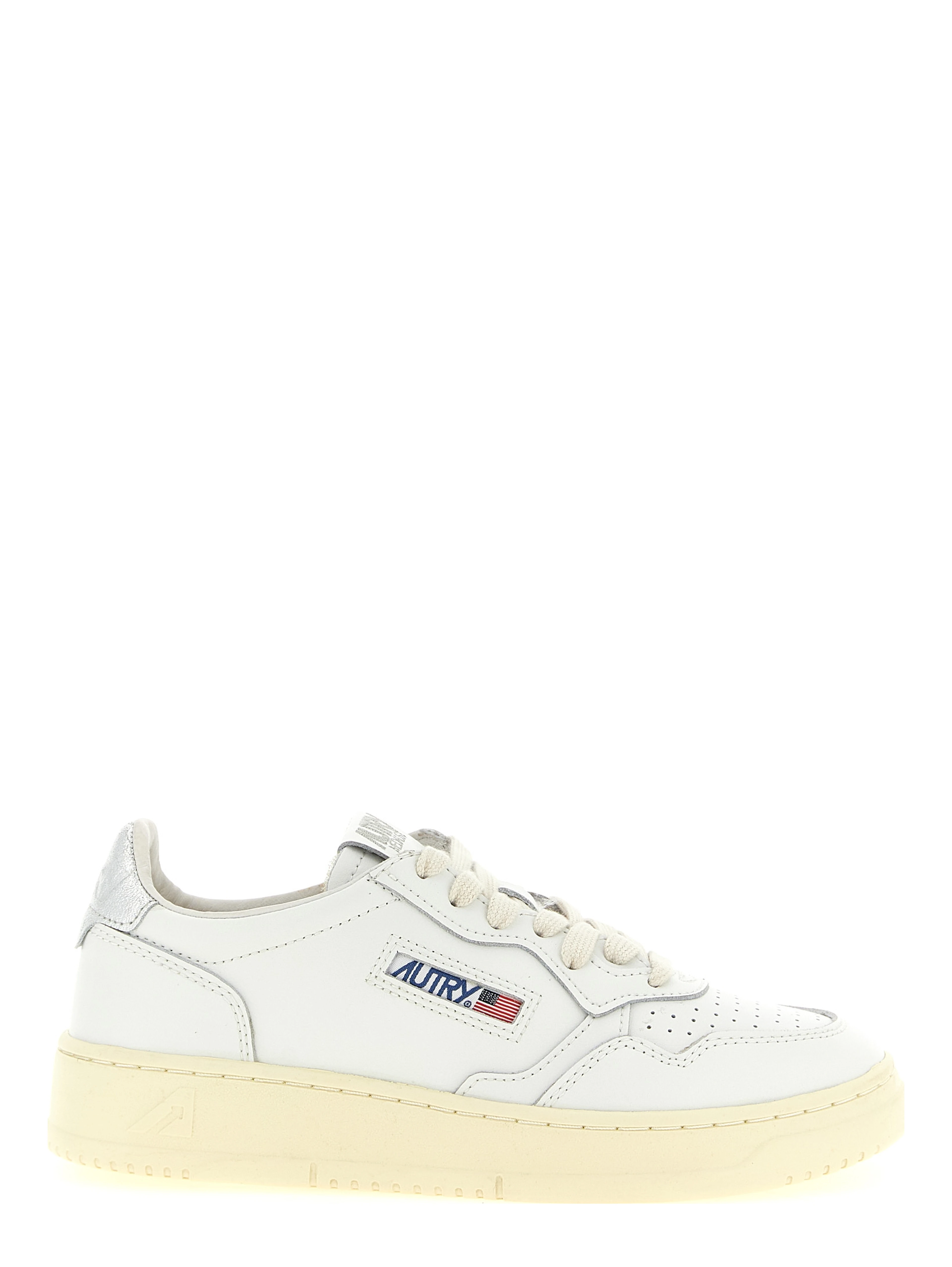 Silver Cowhide Low Top Sneakers