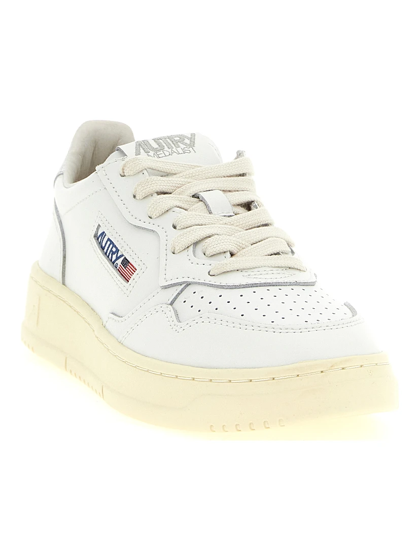 Silver Cowhide Low Top Sneakers