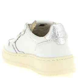 Silver Cowhide Low Top Sneakers