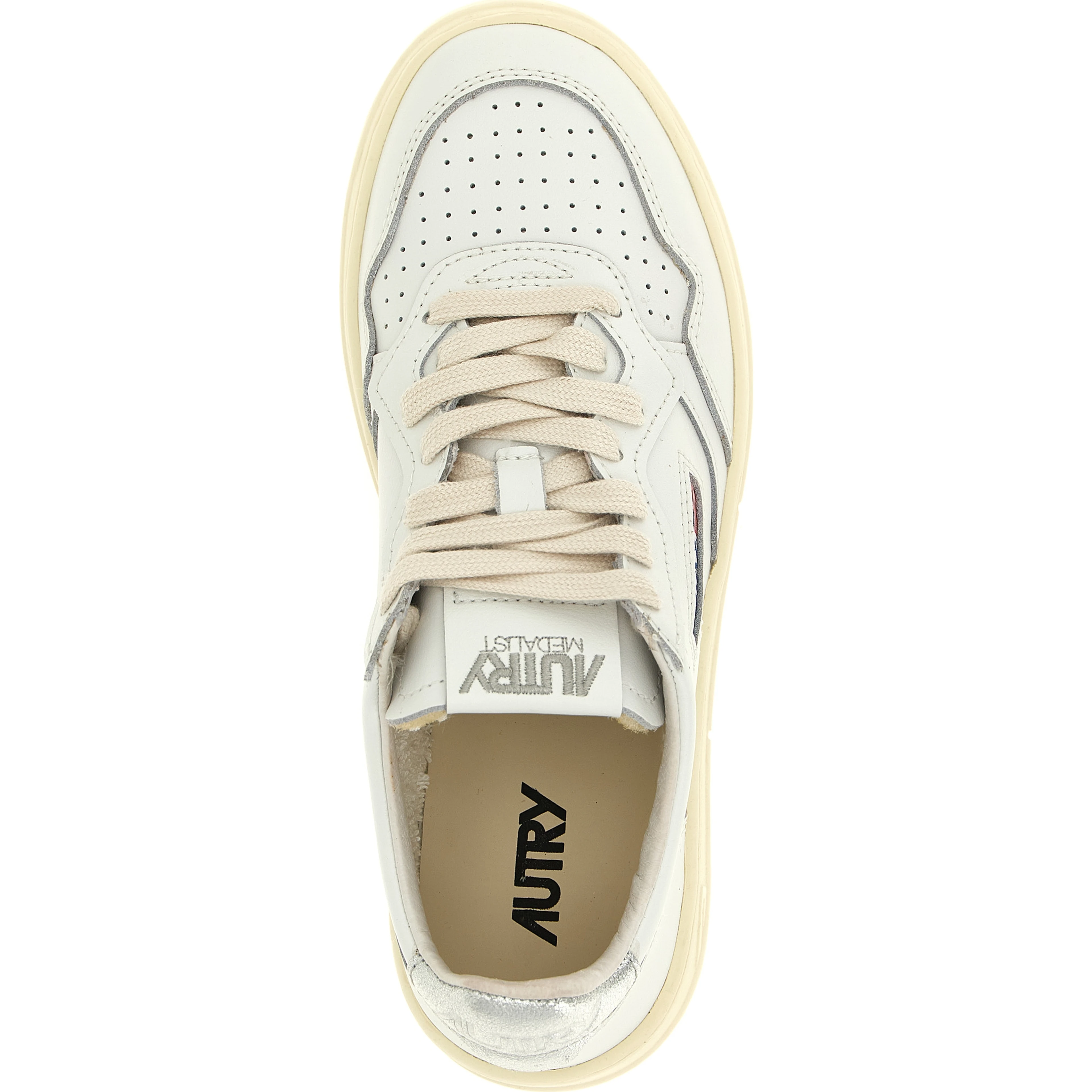 Silver Cowhide Low Top Sneakers