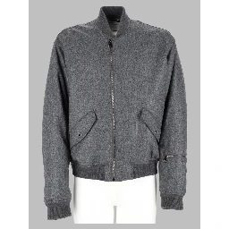 Bomber In Flanella Di Lana Imbottito