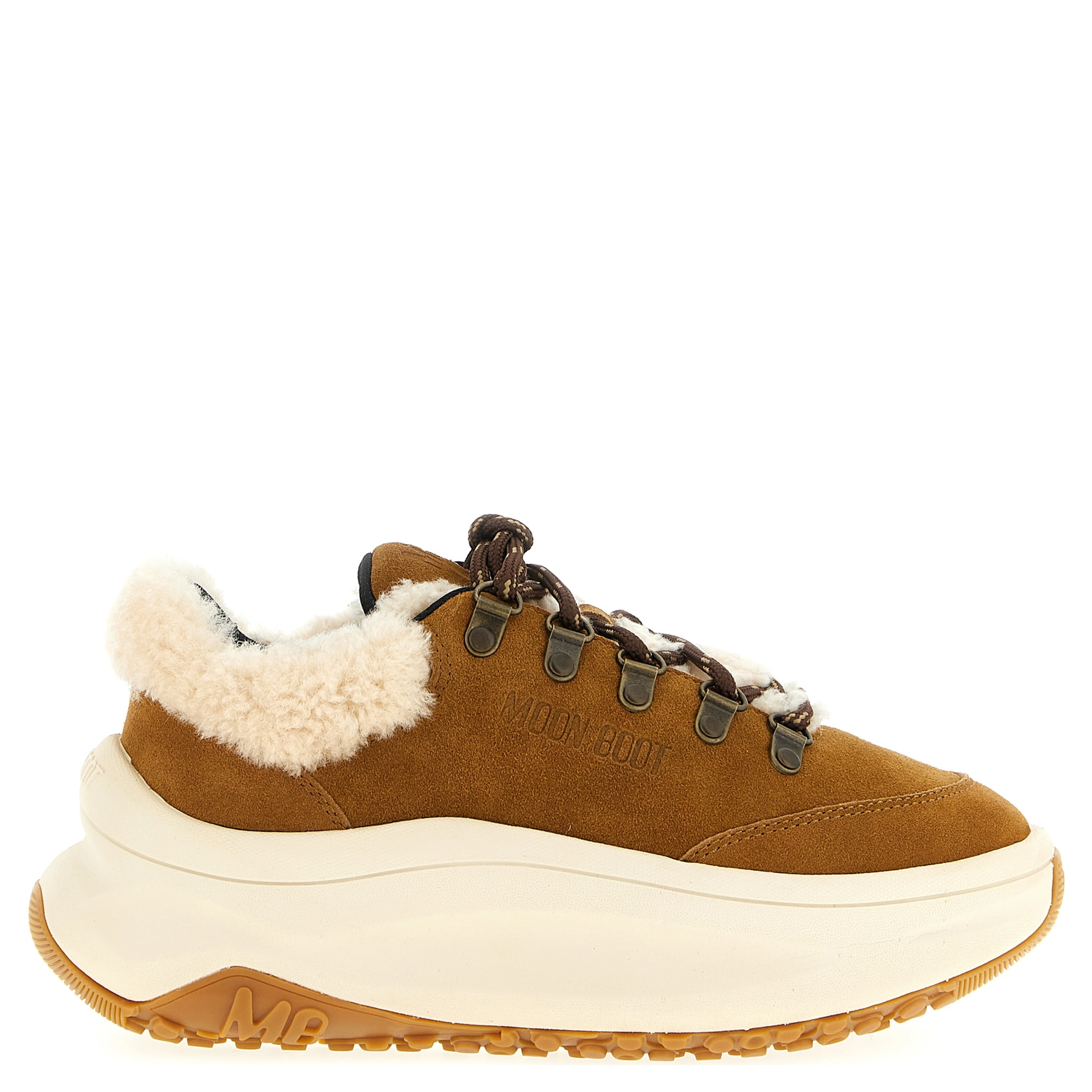 Beige Leather Chunky Sneakers