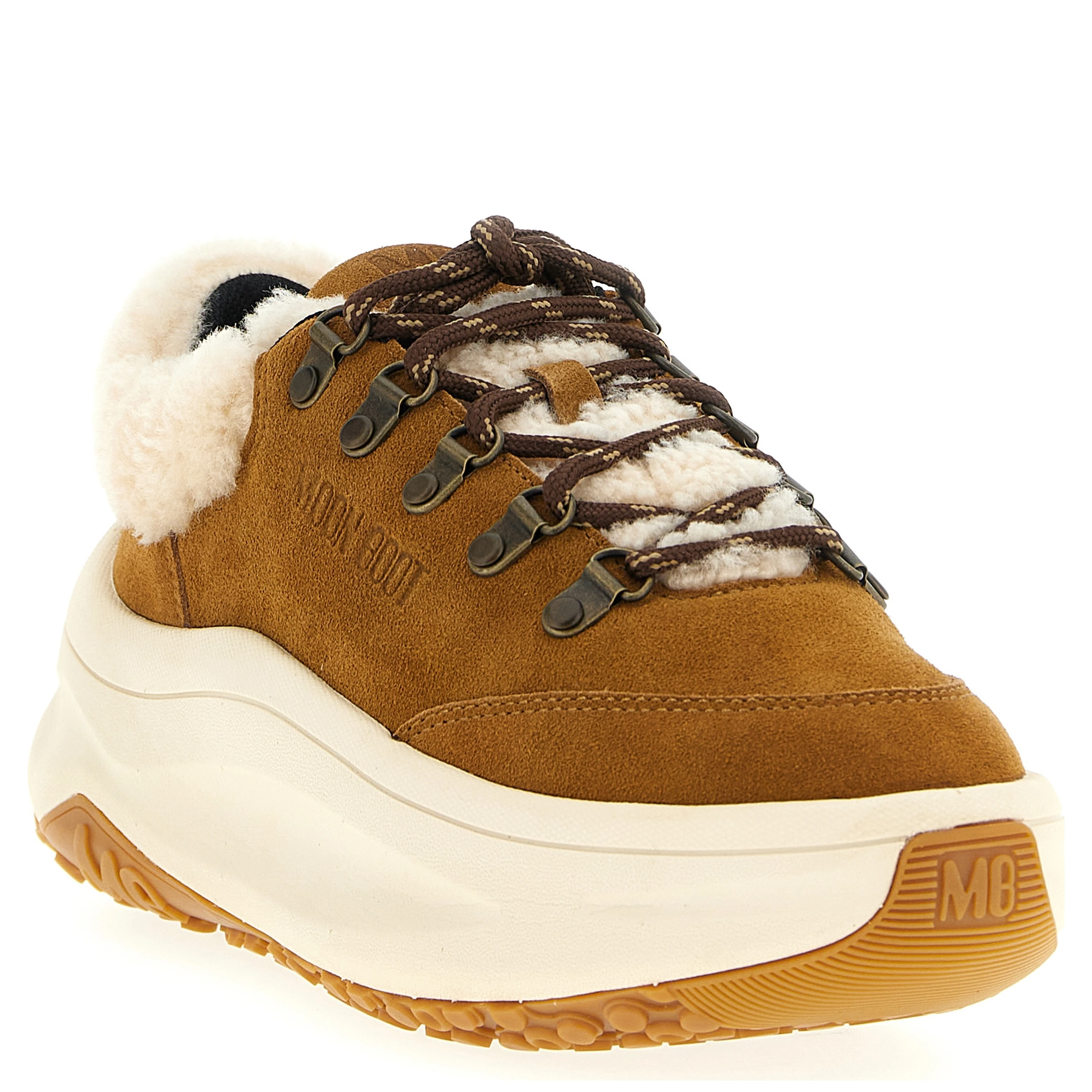 Beige Leather Chunky Sneakers