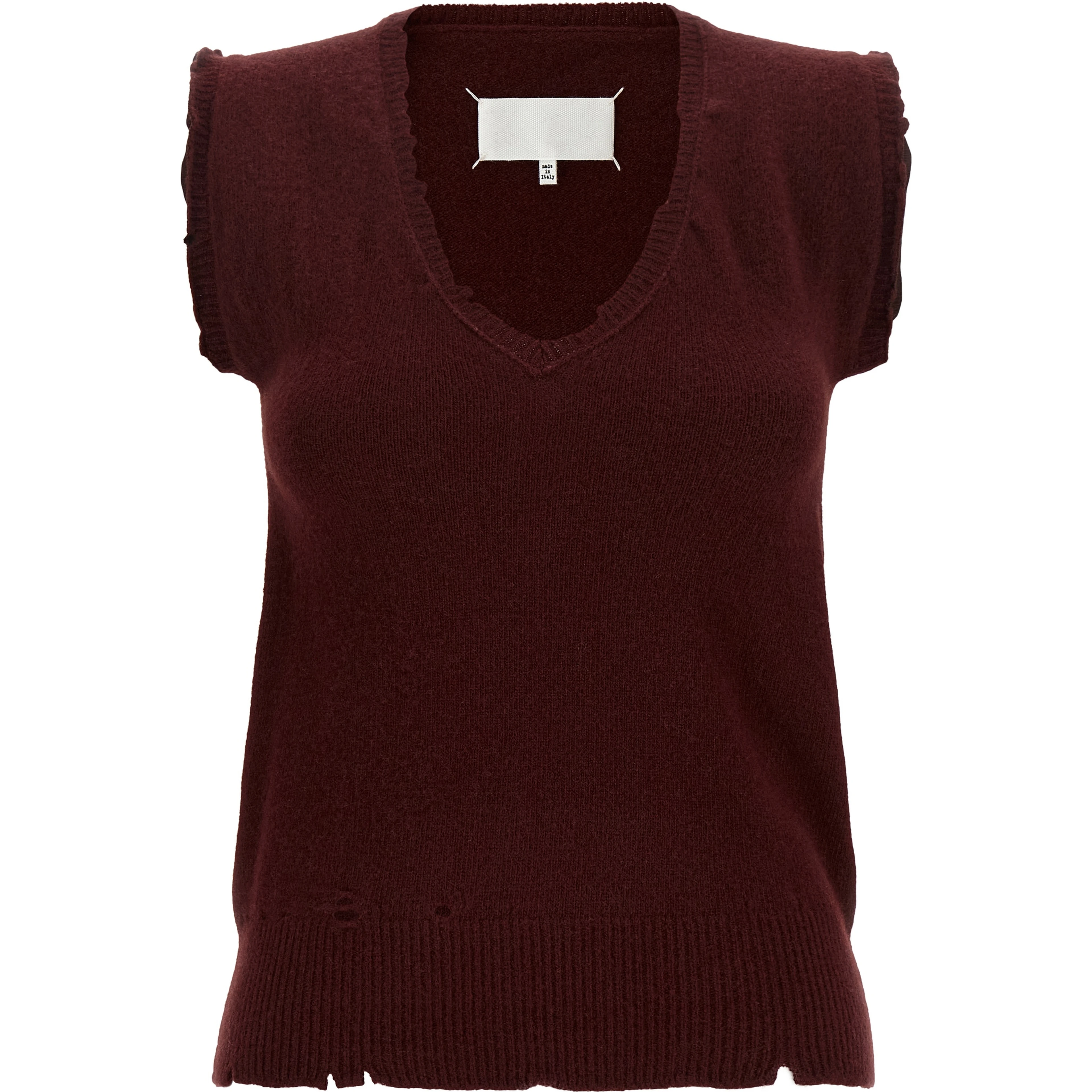 Bordeaux Virgin Wool Sleeveless Jacket