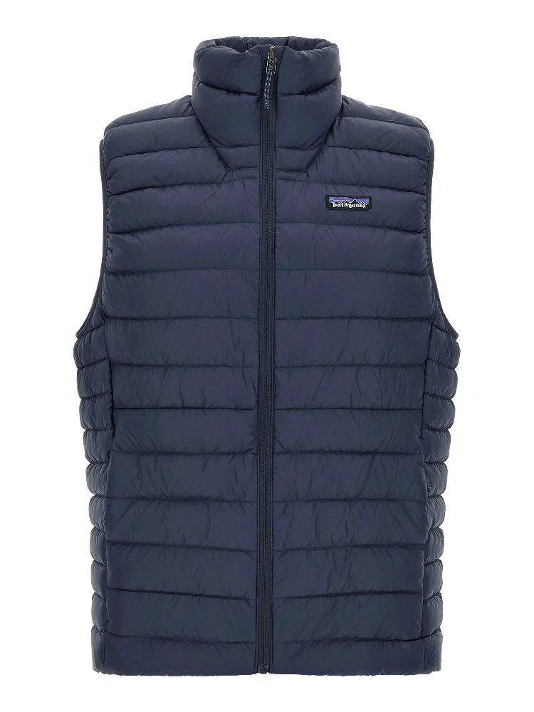 Blue Nylon Sleeveless Jacket