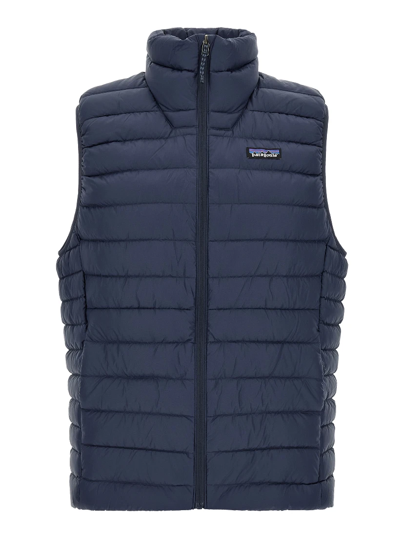 Blue Nylon Sleeveless Jacket