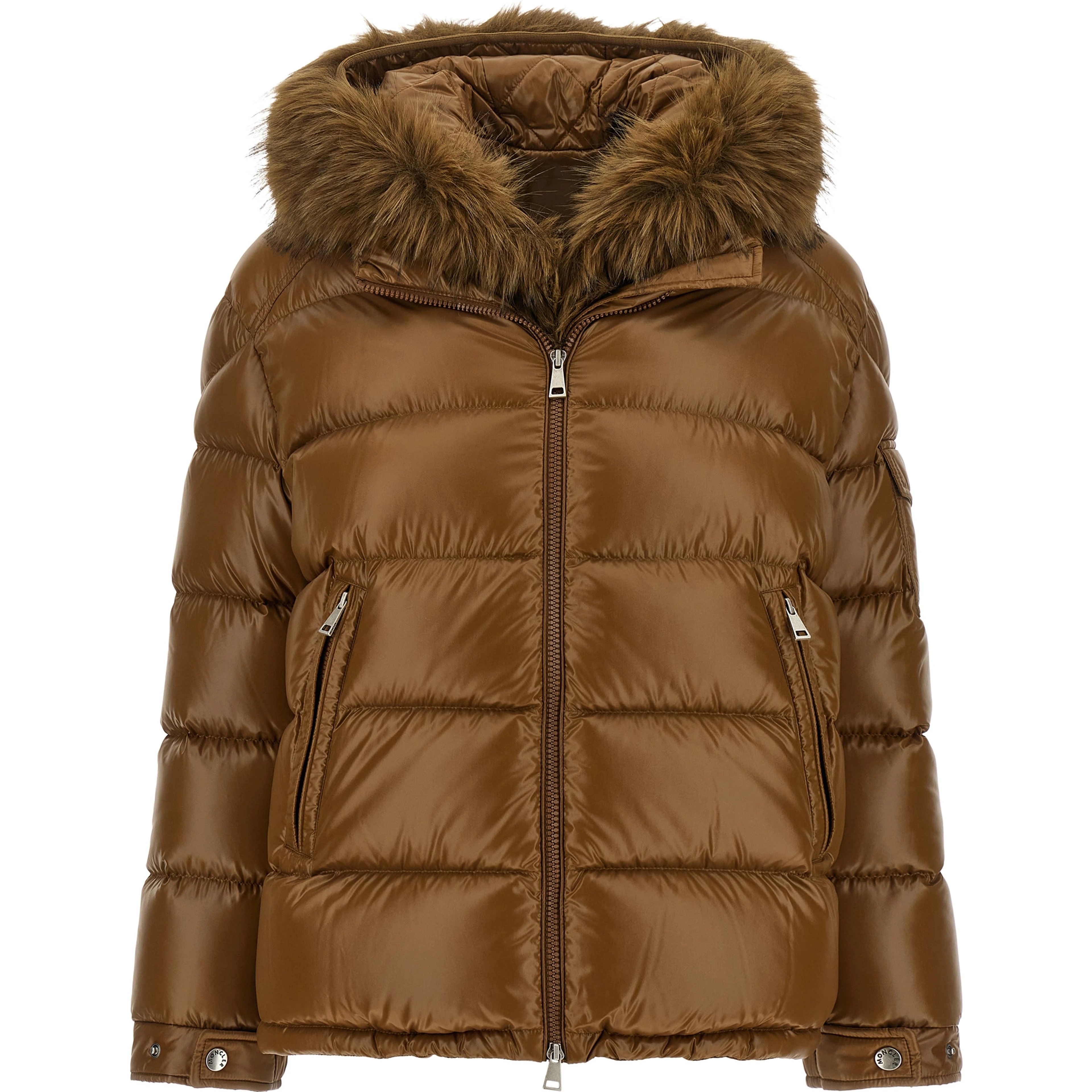 Brown Polyamide Full-Length Jacket