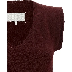 Bordeaux Virgin Wool Sleeveless Jacket