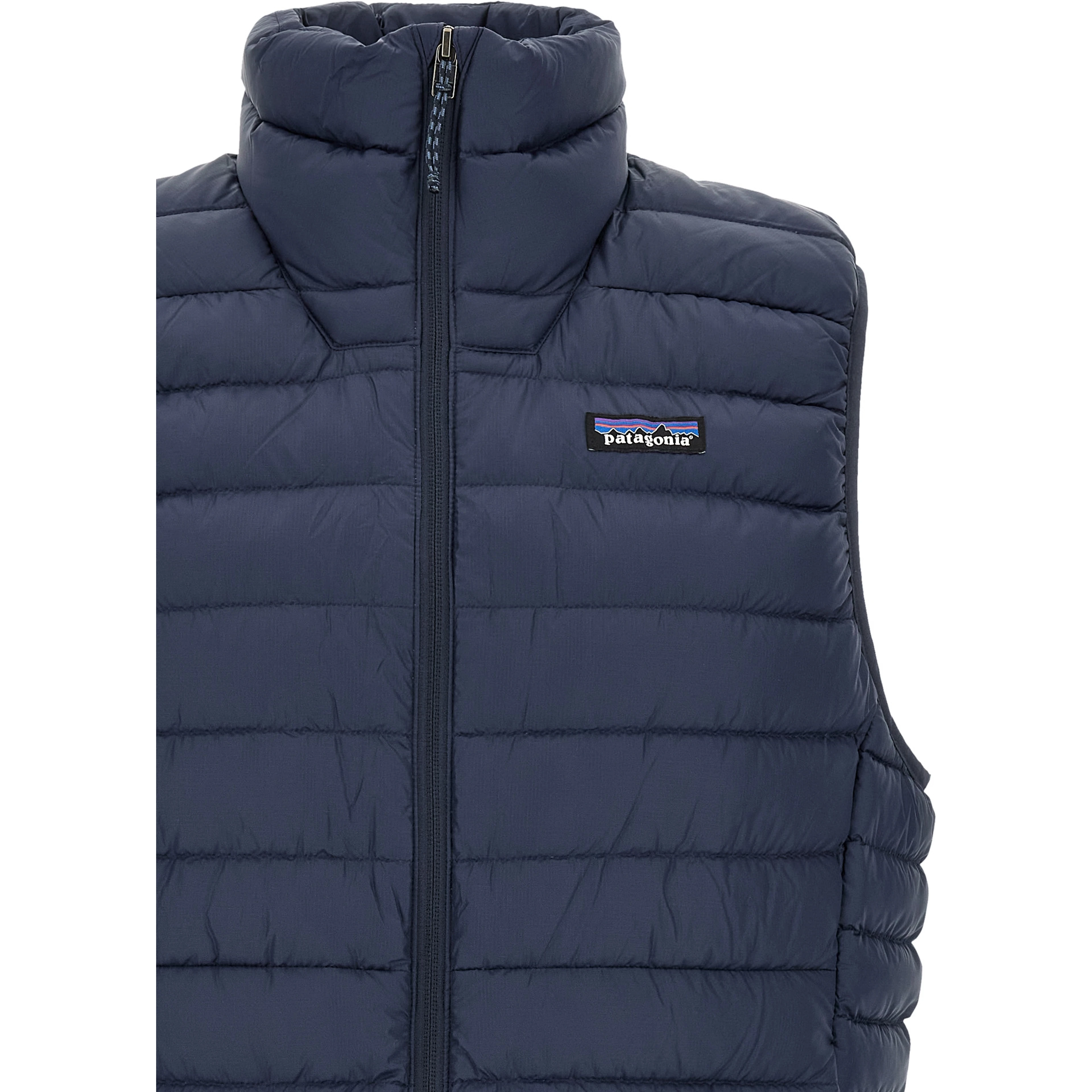 Blue Nylon Sleeveless Jacket