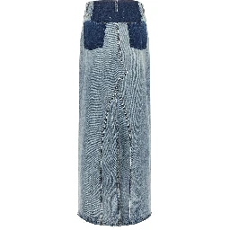Blue Cotton Mini Skirt