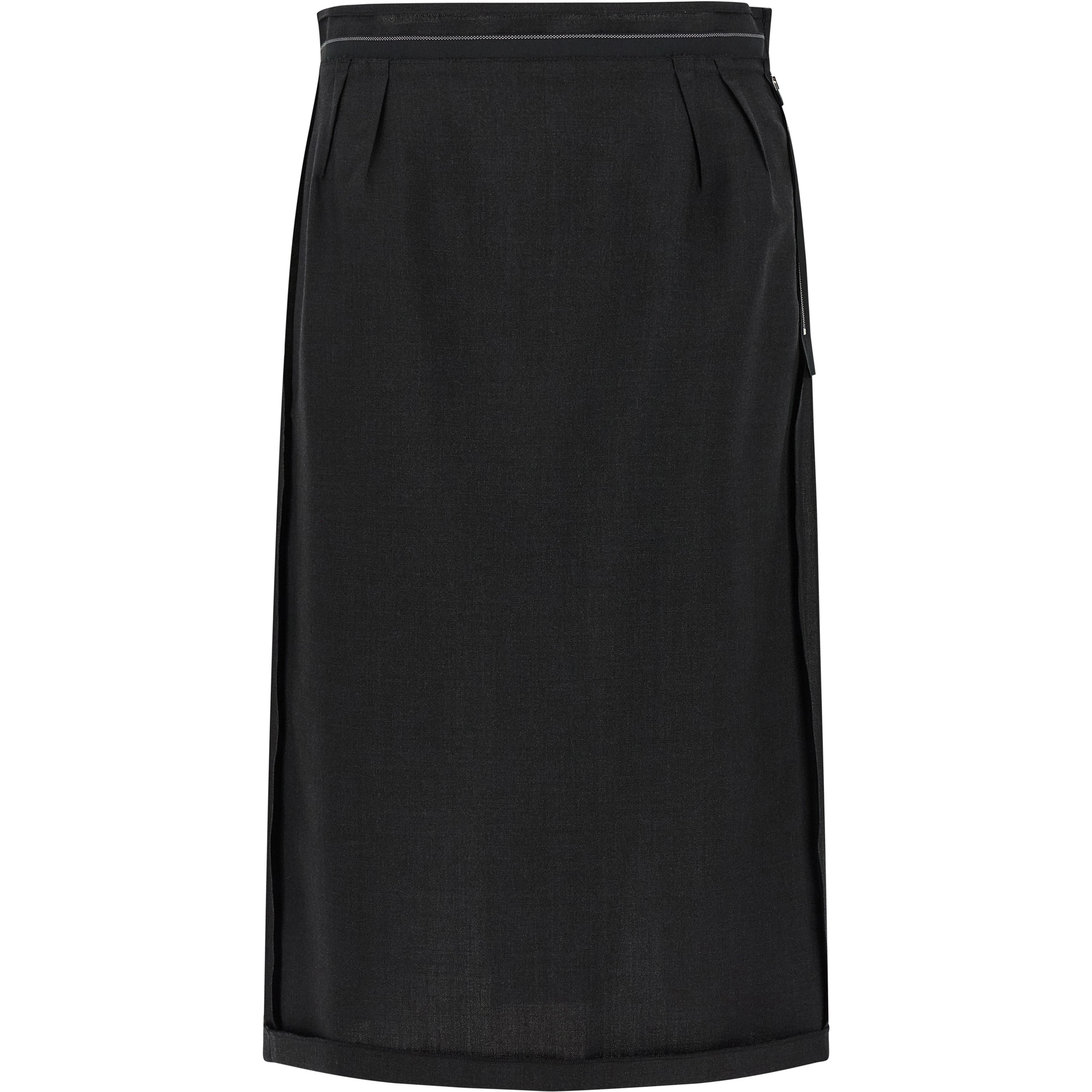 Black Virgin Wool Midi Skirt