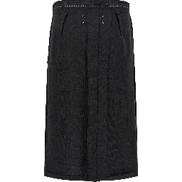 Black Virgin Wool Midi Skirt