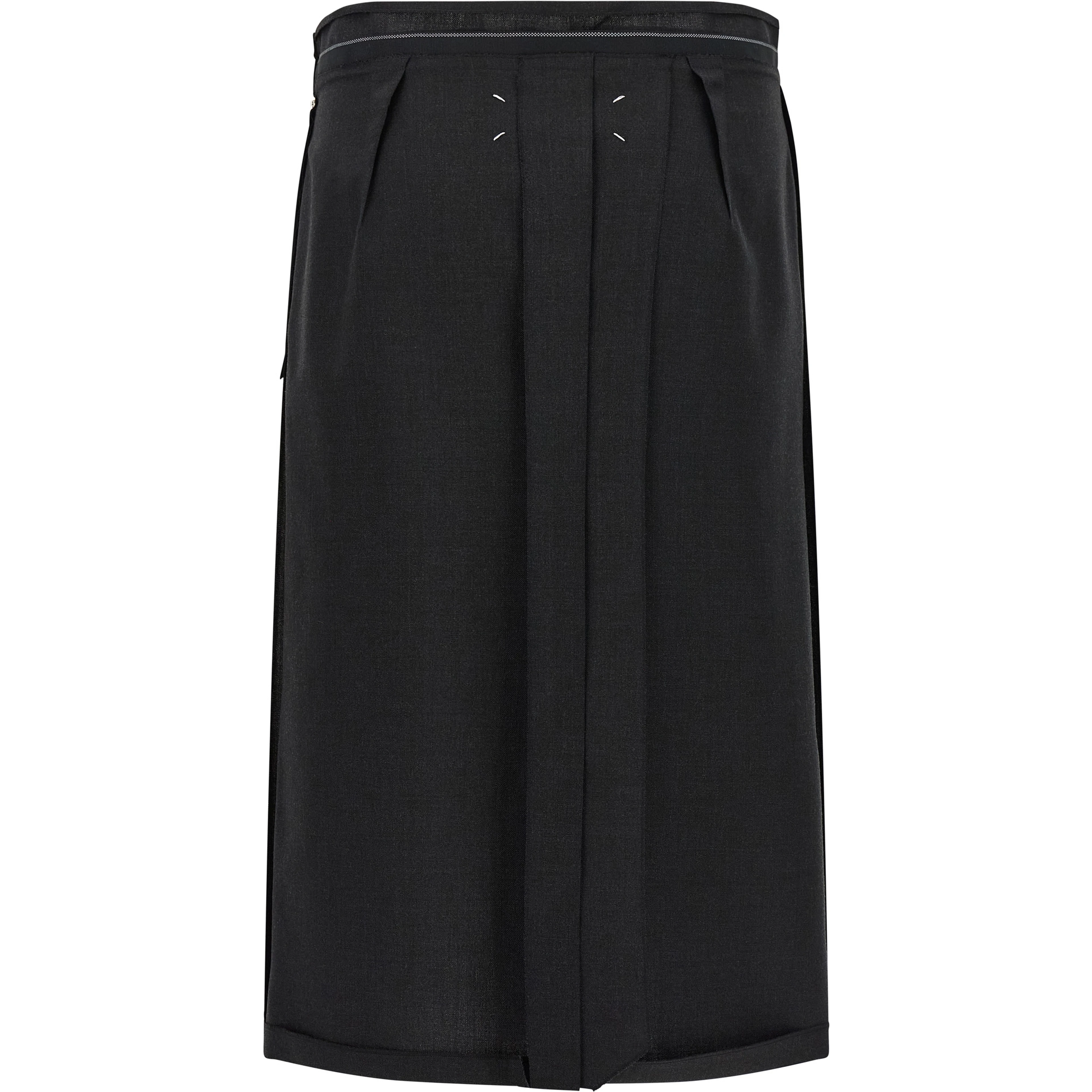 Black Virgin Wool Midi Skirt