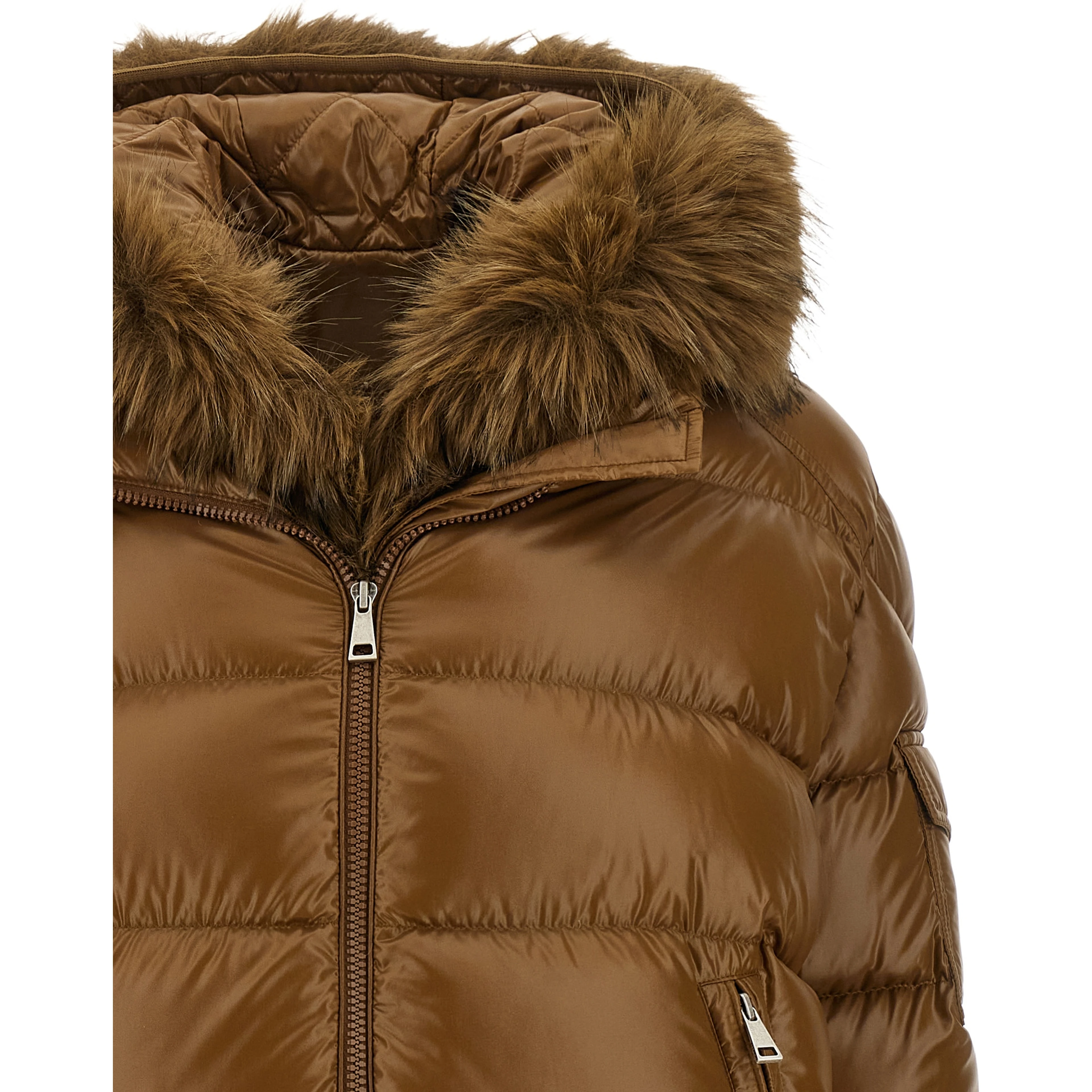 Brown Polyamide Full-Length Jacket