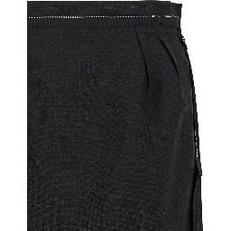 Black Virgin Wool Midi Skirt