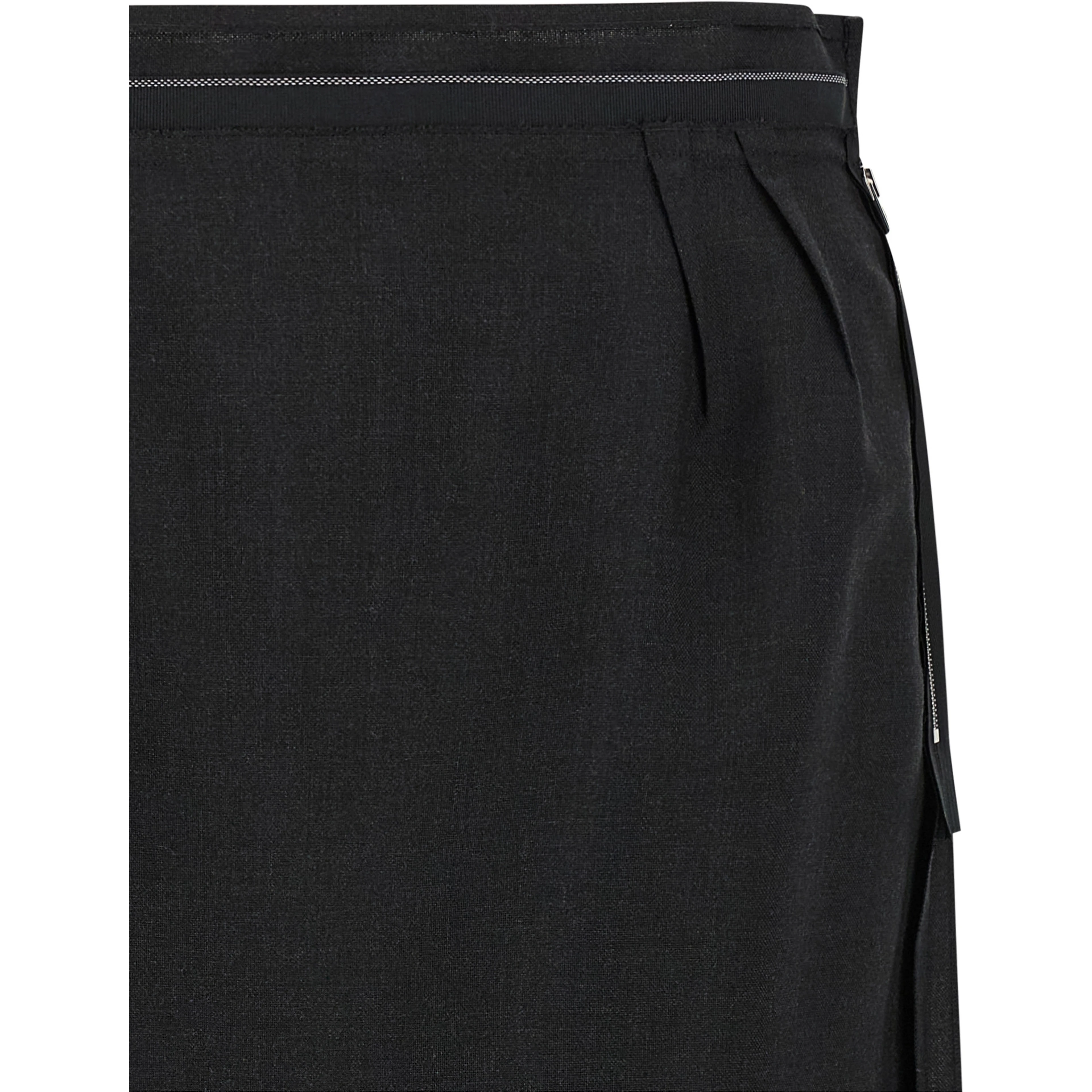 Black Virgin Wool Midi Skirt