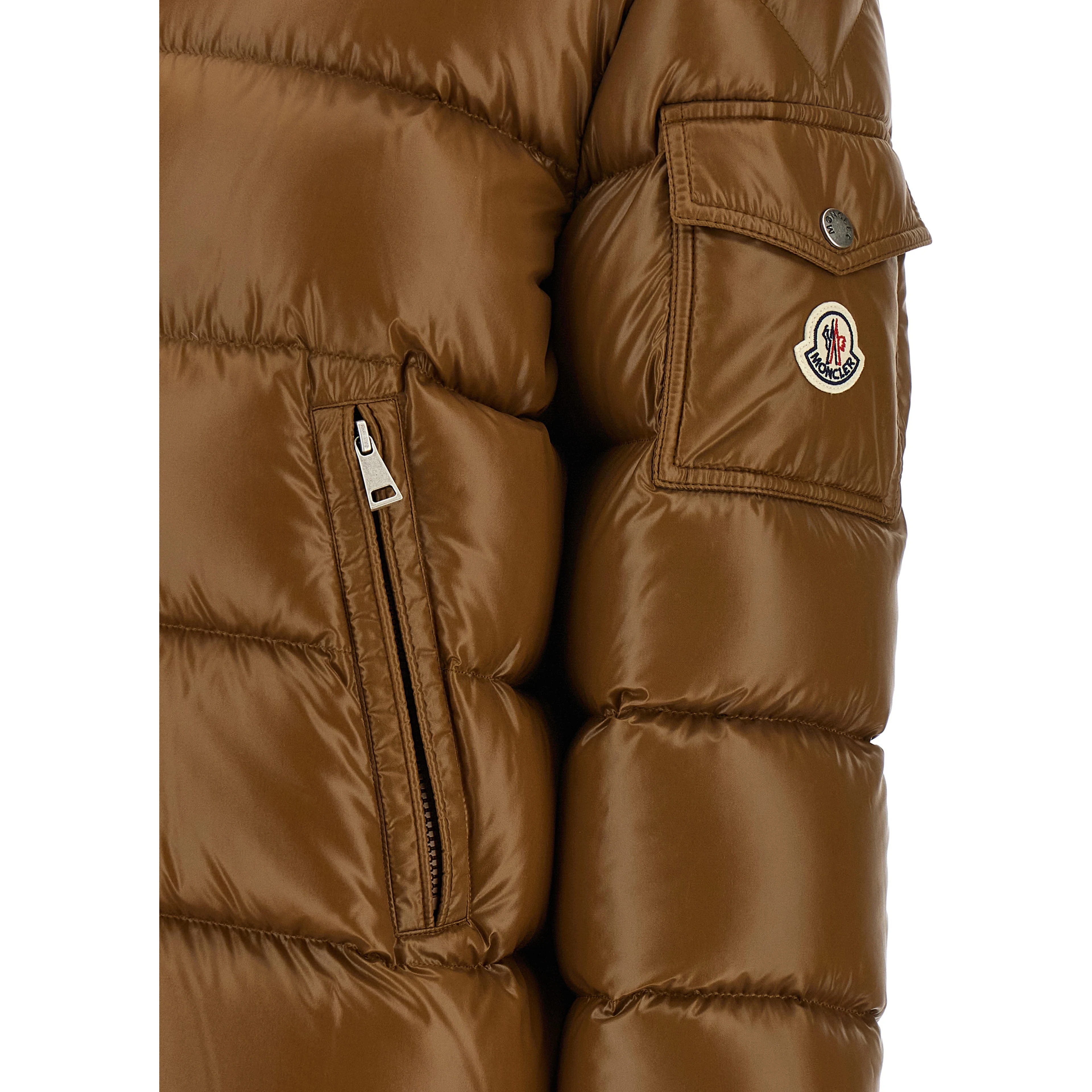 Brown Polyamide Full-Length Jacket
