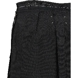 Black Virgin Wool Midi Skirt