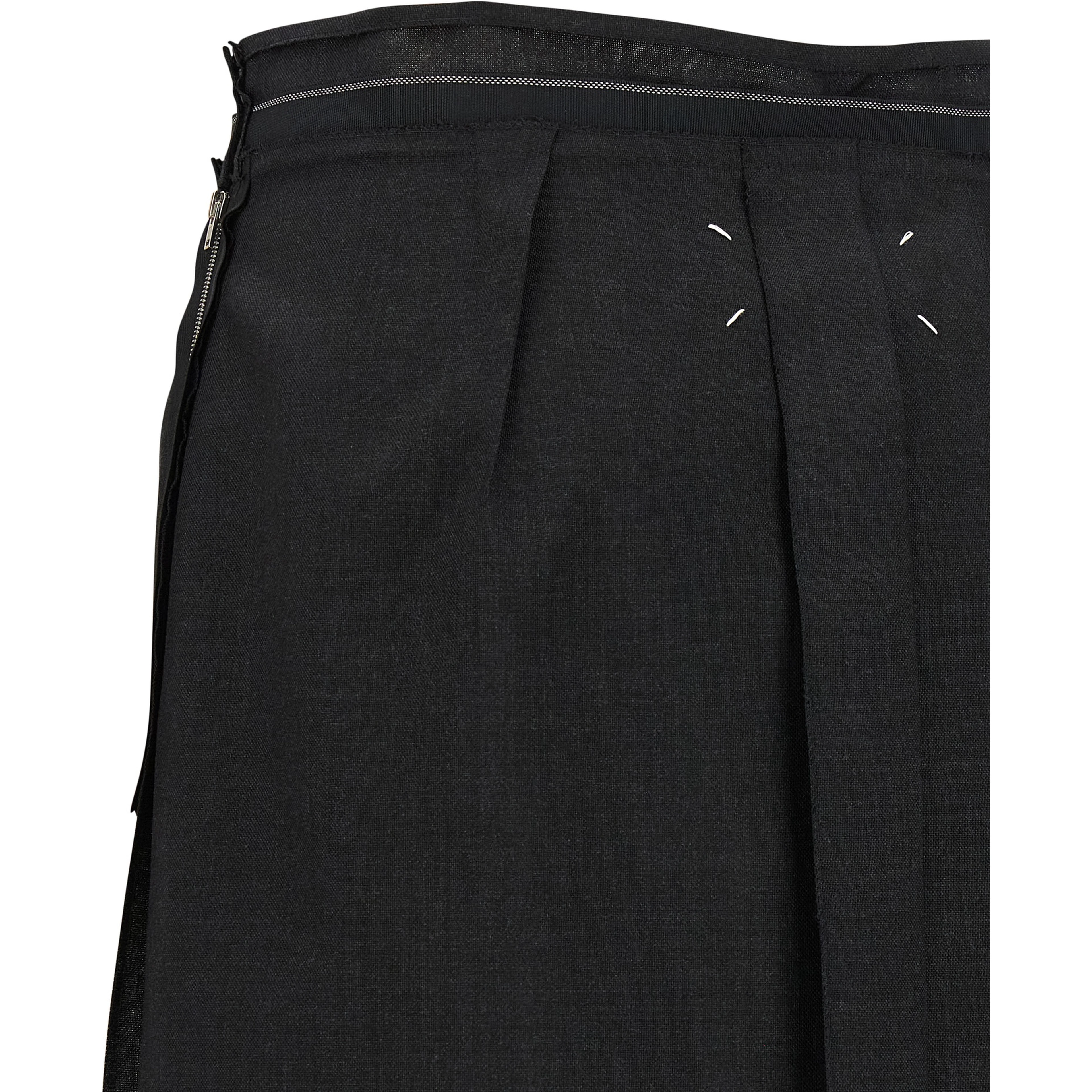 Black Virgin Wool Midi Skirt