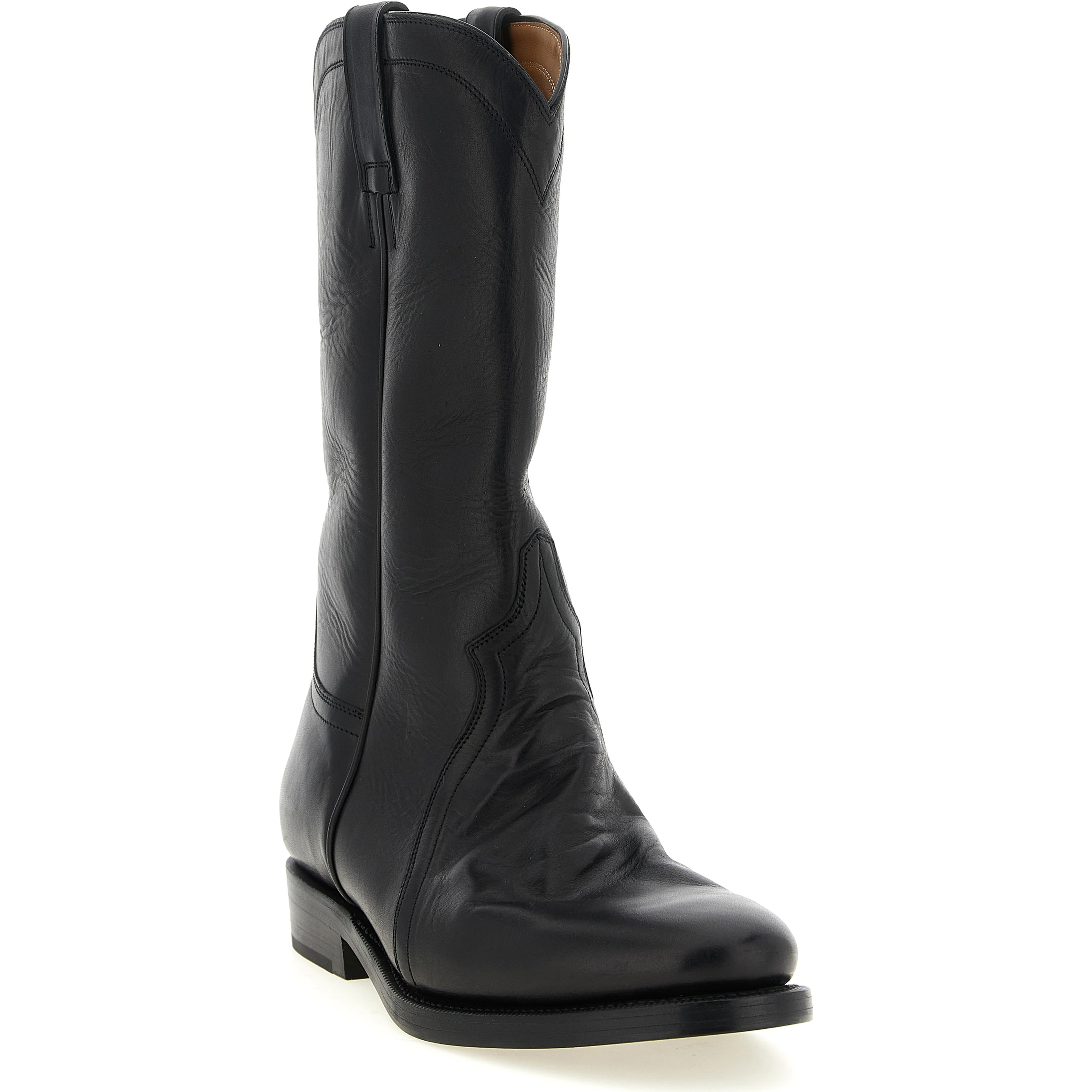 Black Calfskin Over The Knee