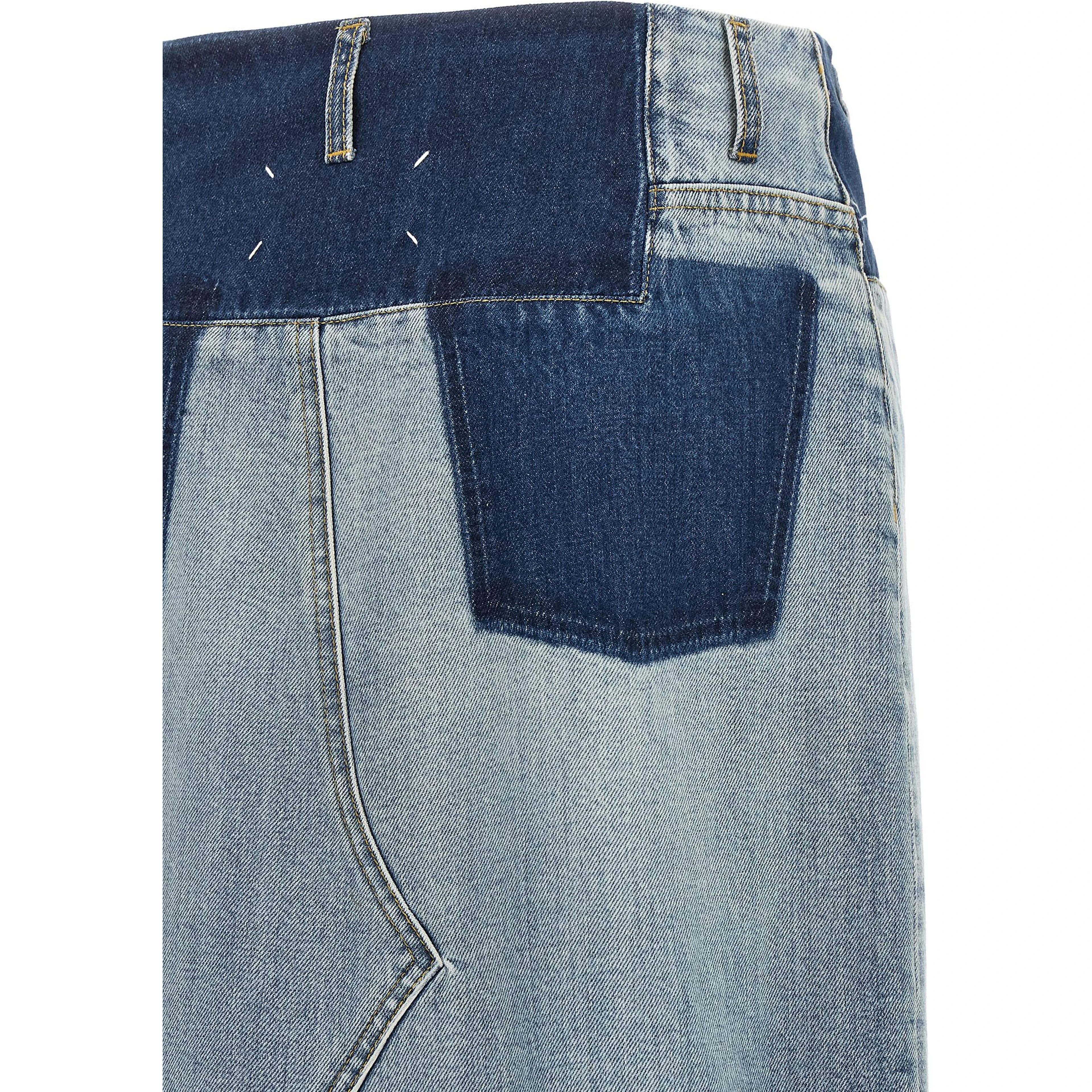 Blue Cotton Mini Skirt