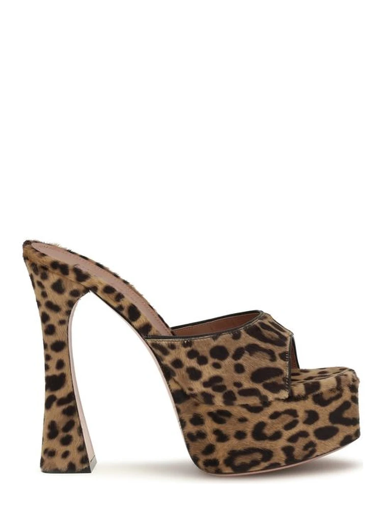 Beige Calf Leather Bos Taurus Platform Sandals